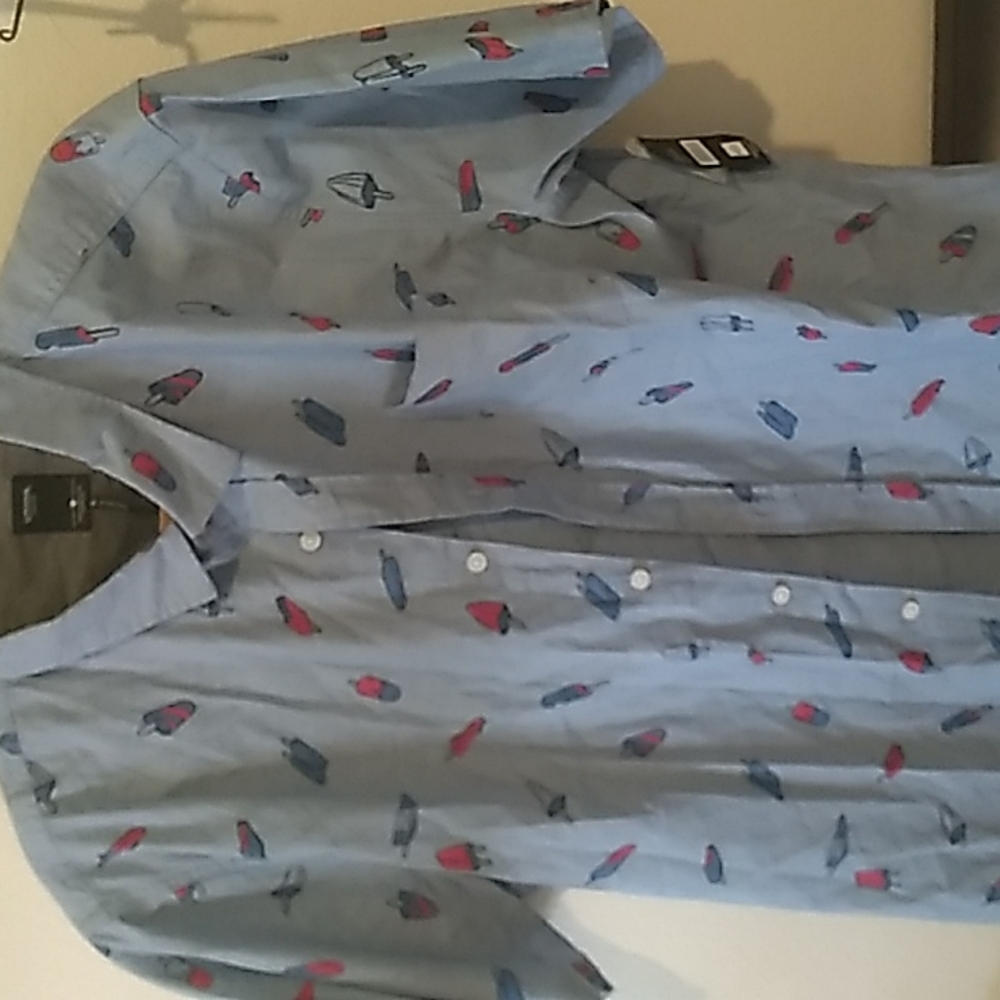 Cute Union brand XL button-up t-shirt light blue with popsicles